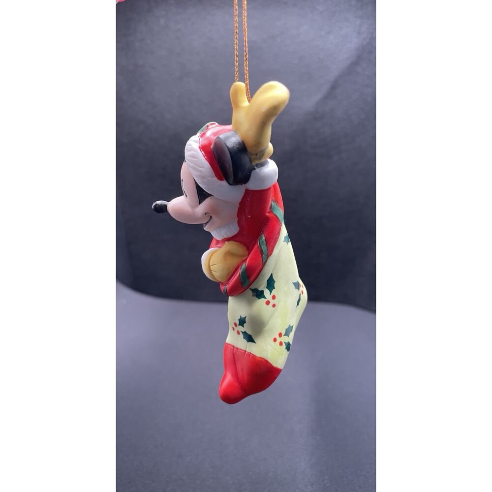 Vintage Disney 1995 Porcelain Mickey Mouse in Stocking Christmas Ornament. - Picture 4 of 6